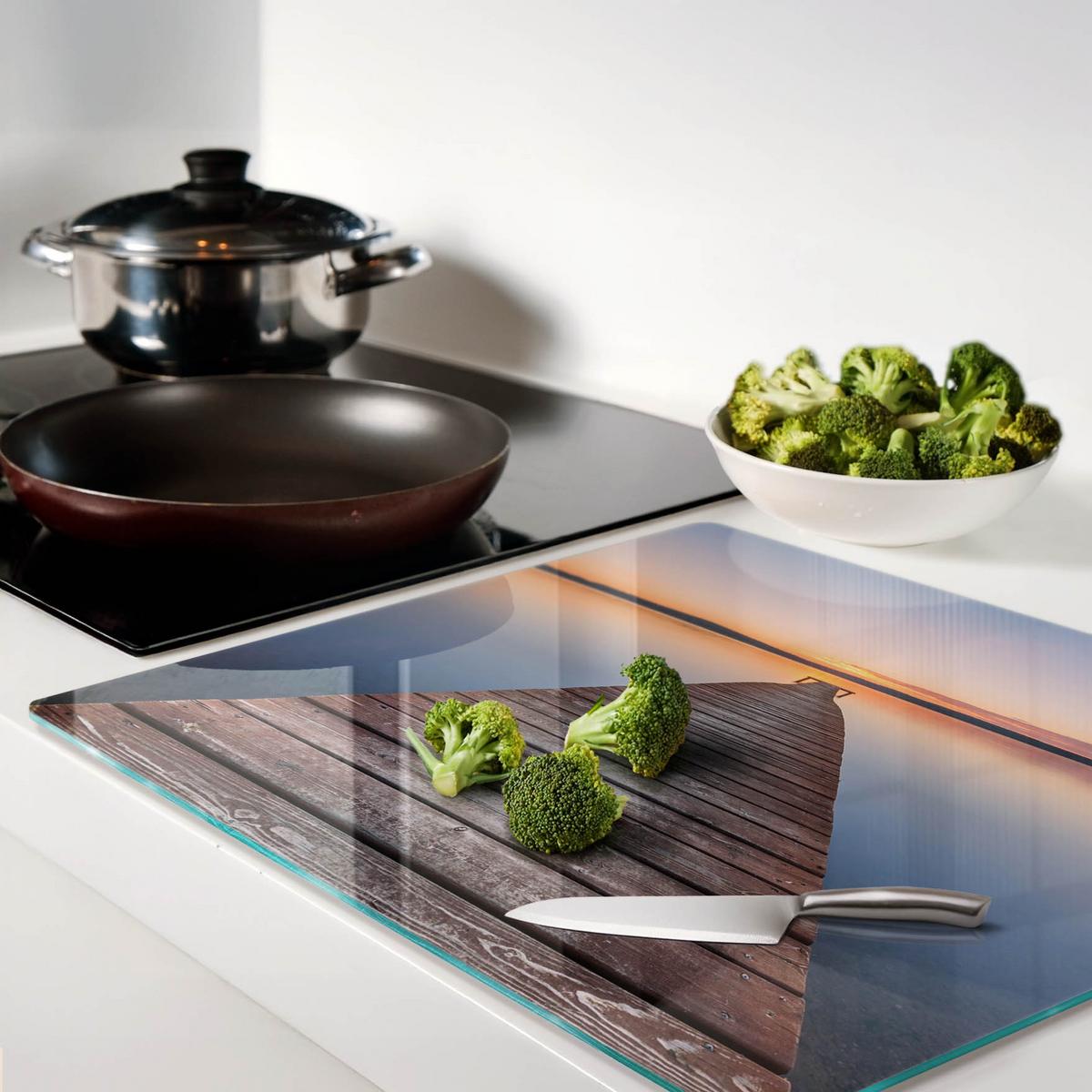 GLASPLATTE 60x52 cm Holzsteg - Braun, Glas (60/0.4/52cm) - TULUP