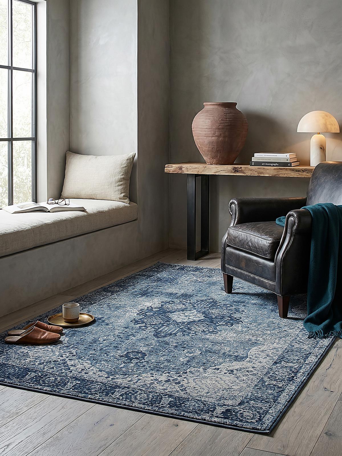 TEPPICH COQUET, im Vintage-Stil, Blau, 120 x 170 cm - Blau, Textil (170/120cm) - KADIMA DESIGN