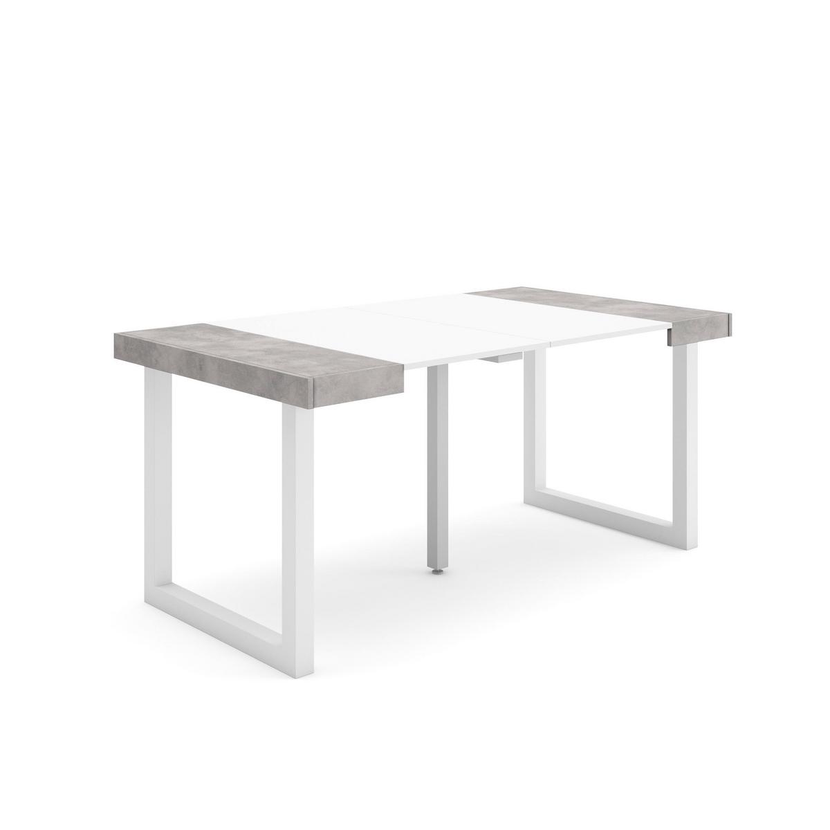 KONSOLENTISCH ausziehbar 58 bis 160cm, für 8 Gäste, weiß zementgrau, 90/58/73cm - Weiß/Grau, Holzwerkstoff (90/160/73cm) - Skraut Home