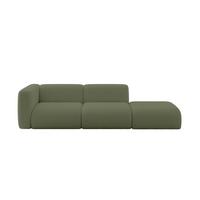 SOFA Ottomane Links MIRA-S3 296x89x70 Grün Bouclé - Schwarz/Olivgrün, Holzwerkstoff/Kunststoff (296/70/89cm) - ALTDECOR