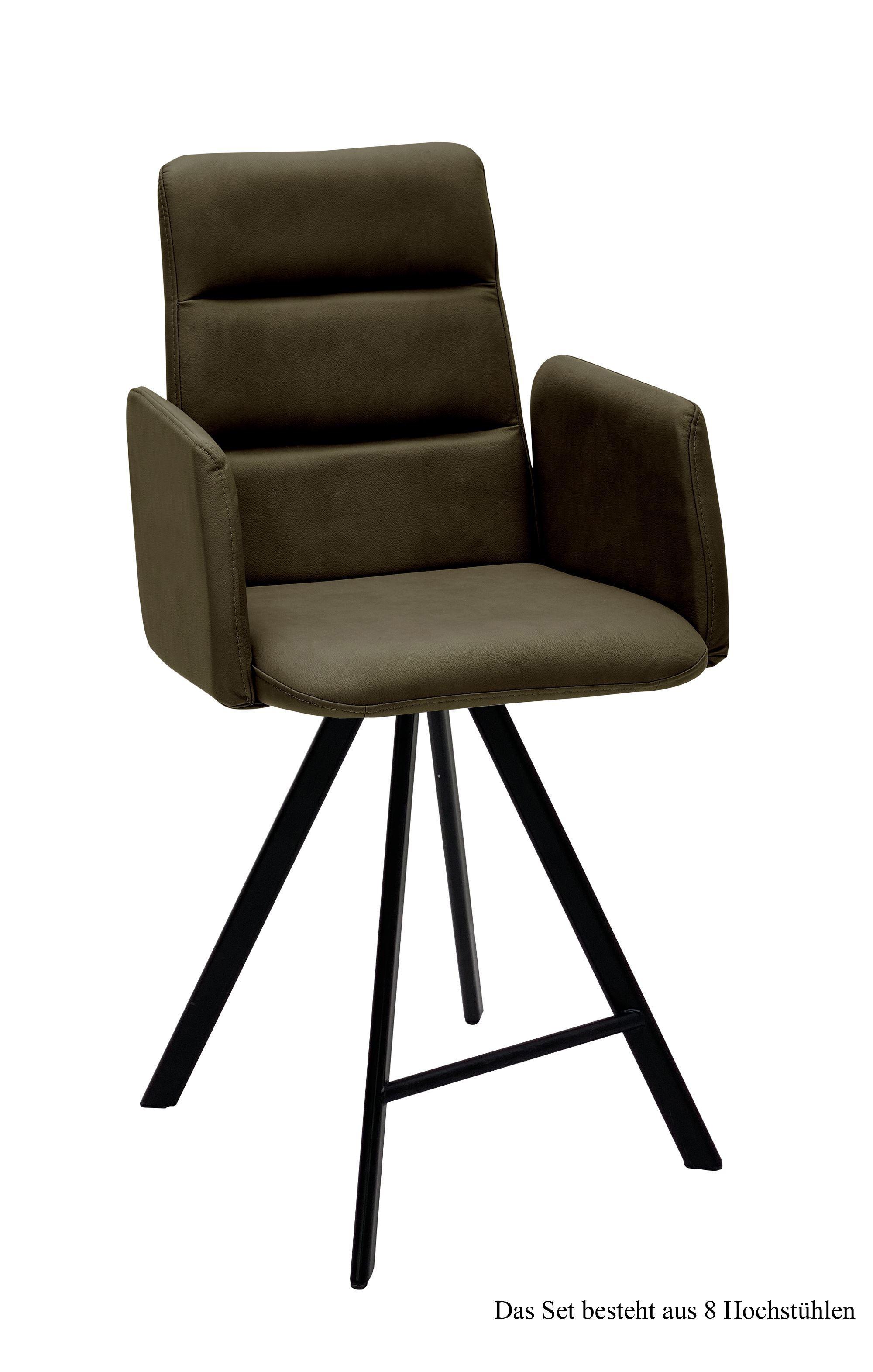 THEKENSTUHL drehbar (8er-Set) Devonna 52x109x60 Schwarz/Khaki - Dunkelgrün/Schwarz, Kunststoff (60/109/52cm) - 58aufmkessel
