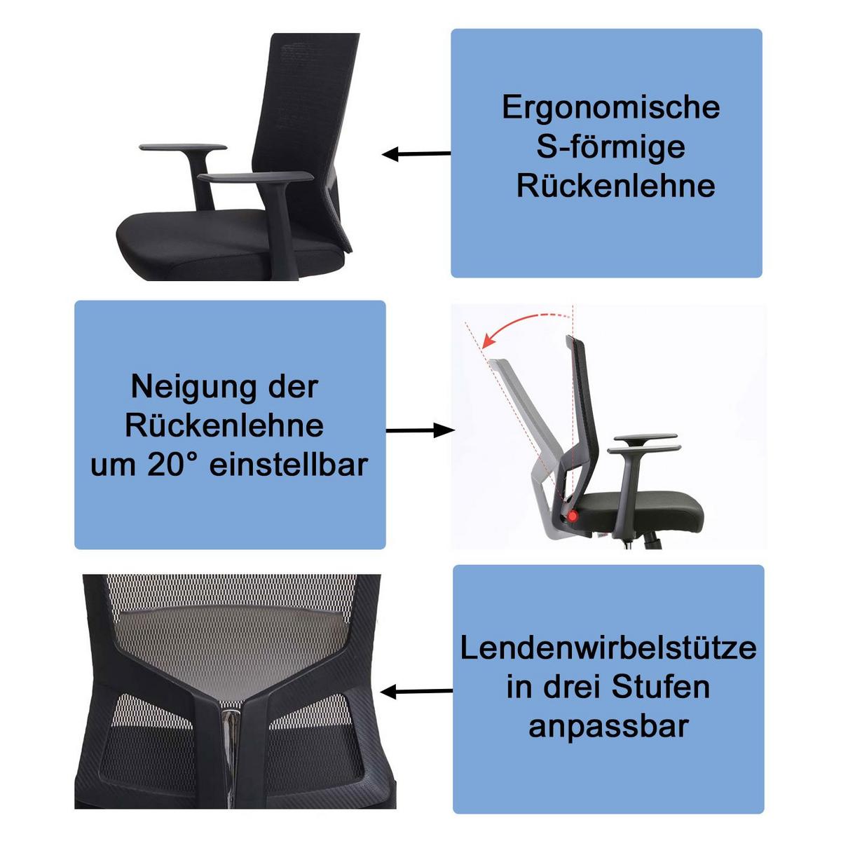 BÜROSTUHL Grau - Grau, Textil (63/105/48cm) - SIHOO
