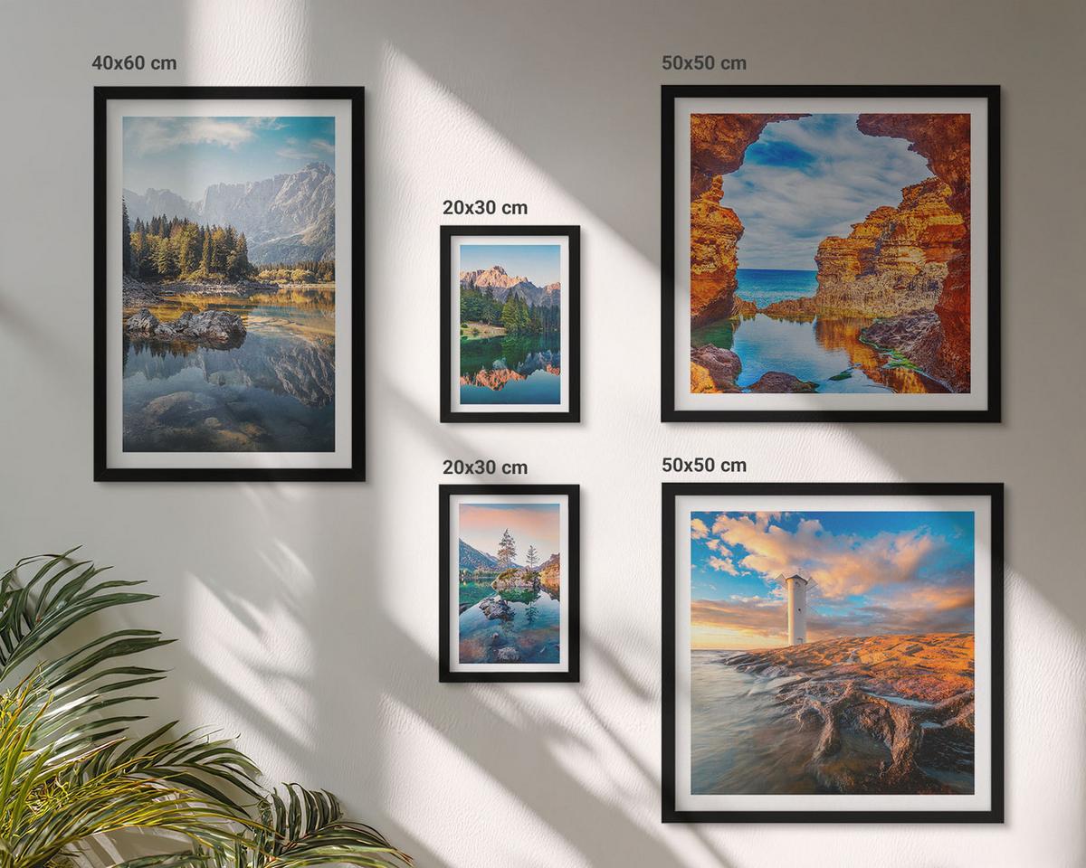 BILDER SET 5er Set - 50x50 cm & 20x30 cm & 40x60 cm Schwarzer Rahmen - Aussicht Paris New York Treppen - Schwarz, Kunststoff (40/60cm) - TULUP