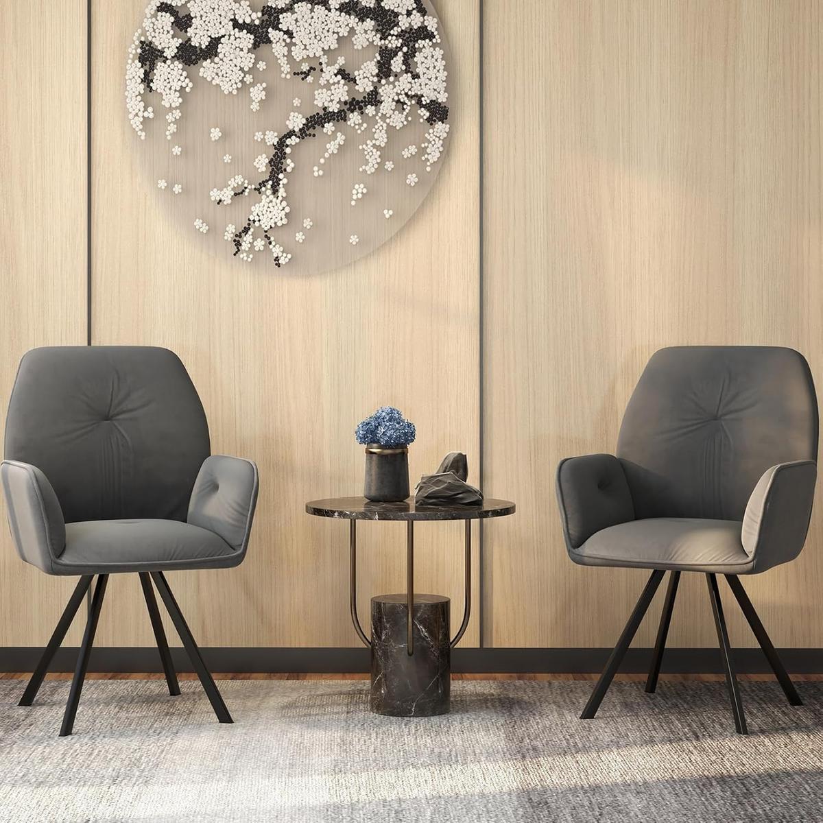 DREHSTUHL 87cm Grau(2er-Set) - Grau, Textil (63/87/59cm) - COSTWAY