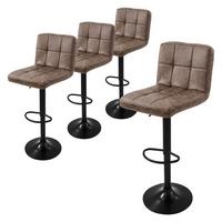 BARHOCKER 4er Set Braun aus Kunstleder höhenverstellbar/drehbar - Schwarz/Braun, Metall (45/112/50cm) - ML-DESIGN