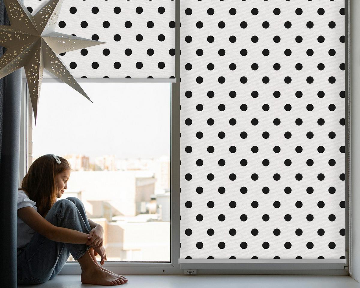 INNENROLLO - Fensterrollo - Rollo - 90x140 cm - Schwarze Punkte - Schwarz, Kunststoff (90/140/0.5cm) - TULUP