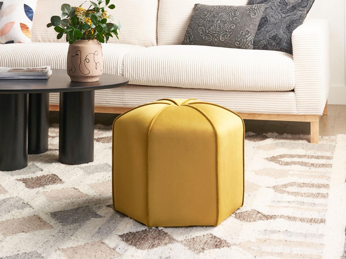 POUF Samtstoff Gelb Wishek - Gelb, Textil (45/40/45cm) - Beliani