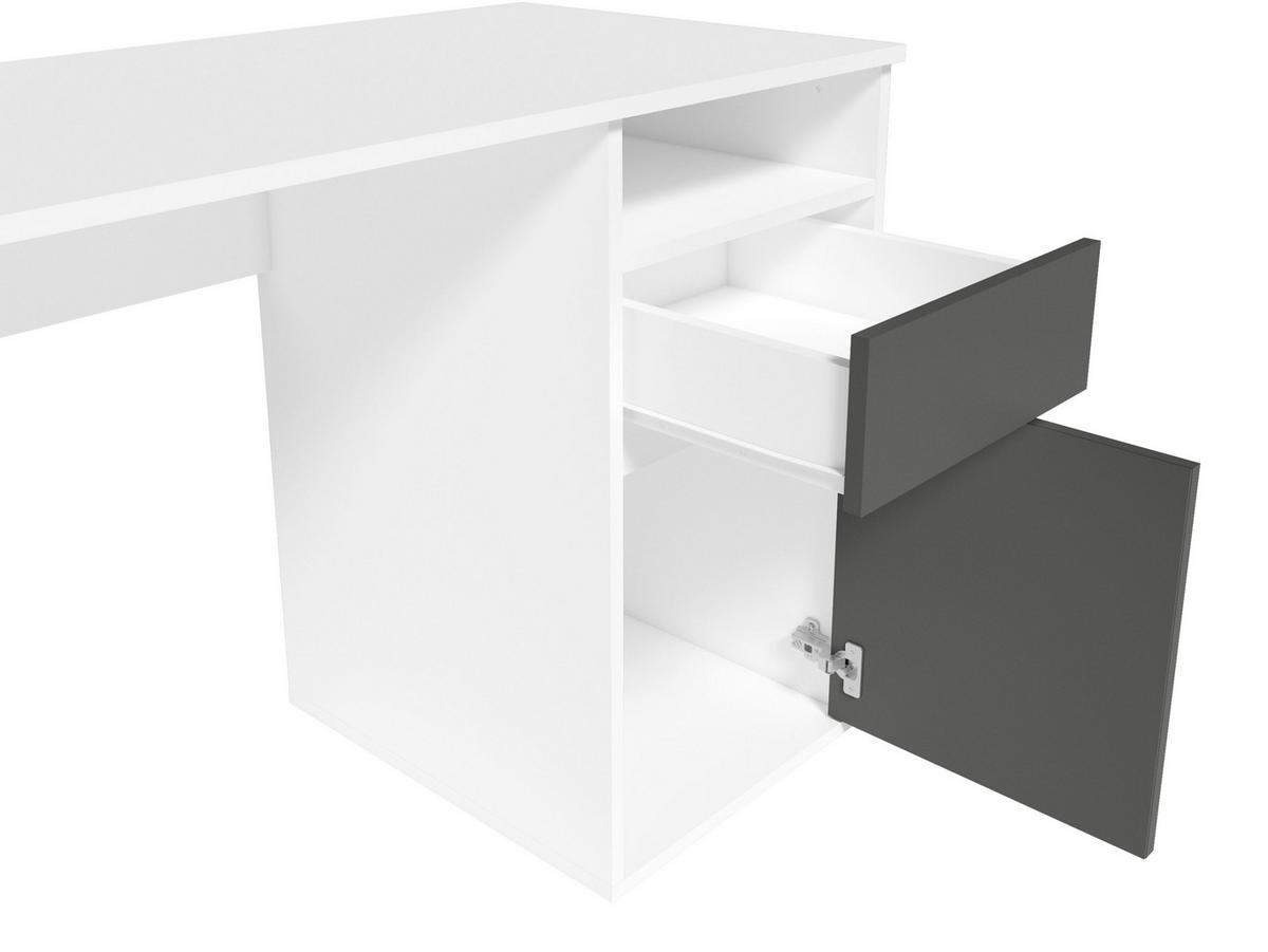 SCHREIBTISCH Weiß, Graphit 120/75,5/53 - Weiß, Holzwerkstoff (90/50/76cm) - RAUMHIRSCH FURNITURE