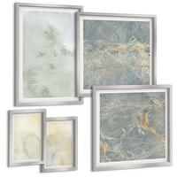 BILDER SET 5er Set - 50x50 cm & 20x30 cm & 40x60 cm Silberner Rahmen - Pastellfarben auf Aquarellleinwand - Silberfarben, Kunststoff (40/60cm) - TULUP