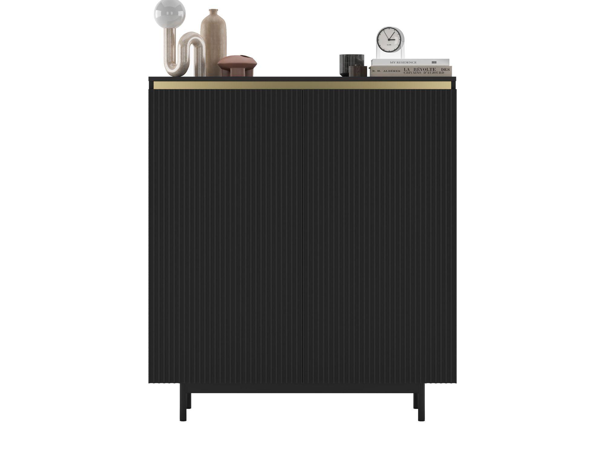 KOMMODE Selene 2D Schwarz matt 111 cm mit schwarzem Metallrahmen - Schwarz, Holzwerkstoff/Metall (111/125/35cm) - Meble Lindner