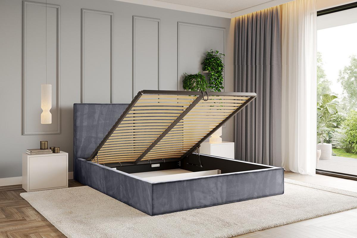 POLSTERBETT mit Bettkasten und Lattenrost, Boxbett ohne Matratze - EMMI 180x200 Dunkelgrau - Dunkelgrau, Holzwerkstoff/Textil (180/200cm) - ALTDECOR