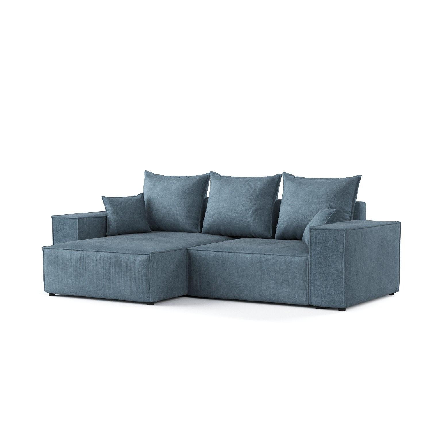 ECKSOFA SENSO mit Schlaffunktion Blau im Wind Stoff - Blau/Schwarz, Holz/Holzwerkstoff (255/148cm) - AltaBeds