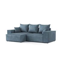 ECKSOFA SENSO mit Schlaffunktion Blau im Wind Stoff - Blau/Schwarz, Holz/Holzwerkstoff (255/148cm) - AltaBeds