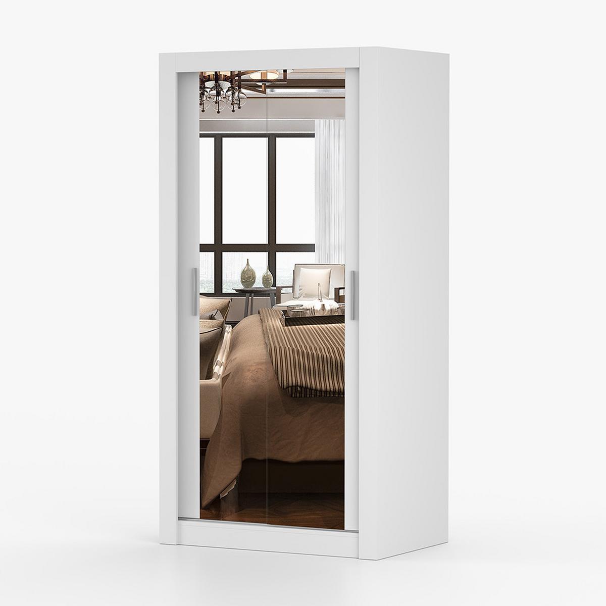 KLEIDERSCHRANK Milan 100 cm, 100/200/64, 2-türig, weiß - Weiß, Holzwerkstoff (100/200/64cm) - imoebel24