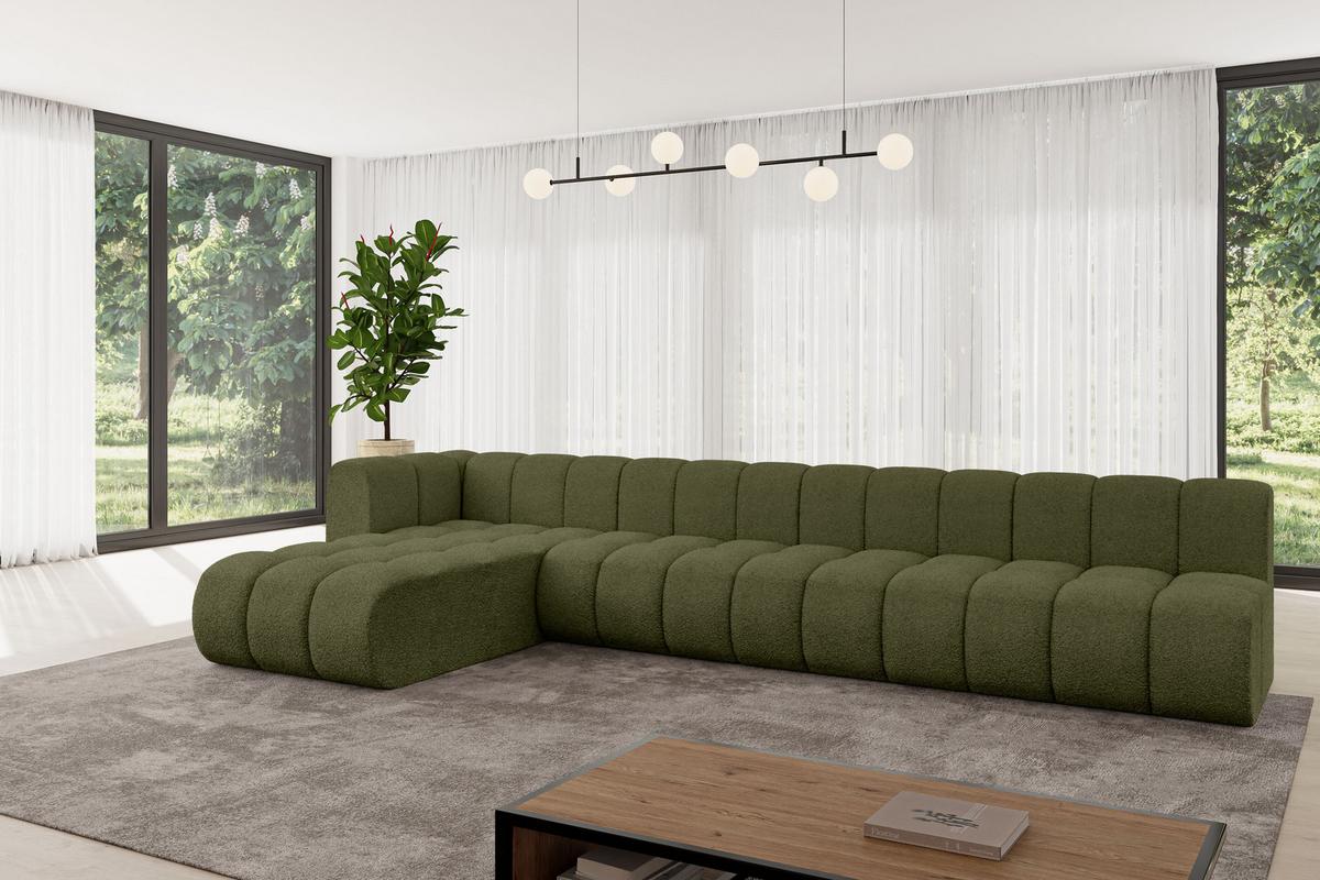 ECKSOFA modulares Sofa Darnel-L3 - 387x177x70 cm Grün - Grün, Holzwerkstoff/Textil (387/177cm) - ALTDECOR