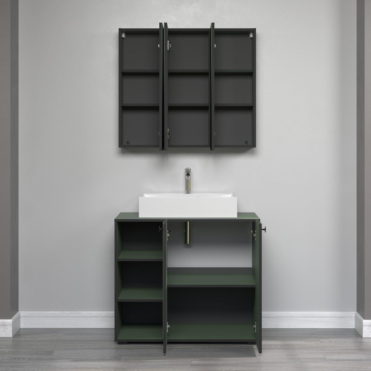 SPIEGELSCHRANK PureBliss Grün - Grün, Holzwerkstoff (90/80/20cm) - Trendteam