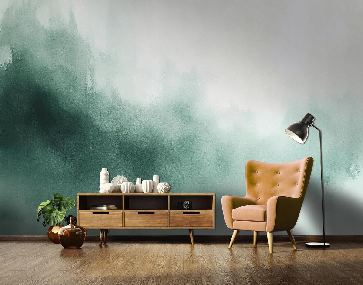 FOTOTAPETE Grün Abstrakt Wohnzimmer Vlies Tapete 250x175 - Multicolor, Papier (250/175cm) - Wallarena
