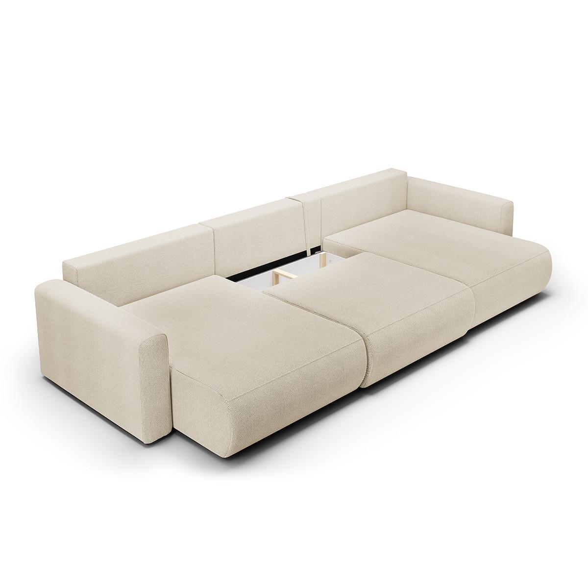 PANORAMASOFA Evy 4 Sitzplätze Beige - Beige, Holz (340/82/149cm) - Petits-meubles