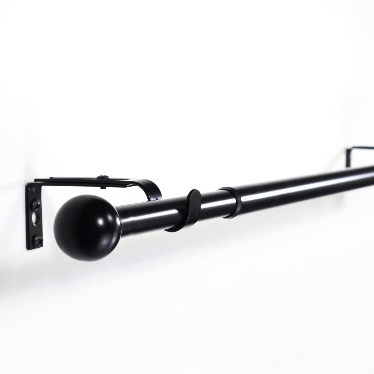GARDINENSTANGE ausziehbar 120-210cm 1-Lauf Flexa Kugel - Schwarz, Metall (120cm) - Deco-Raum