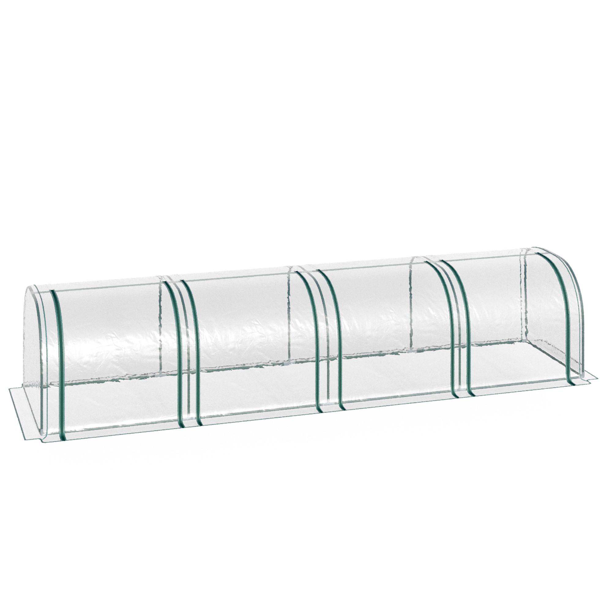 FOLIENGEWÄCHSHAUS Treibhaus Gewächshaus mit Tür Frühbeet Pflanzenaufzucht Stahl - Transparent, Metall (100/80/395cm) - Outsunny