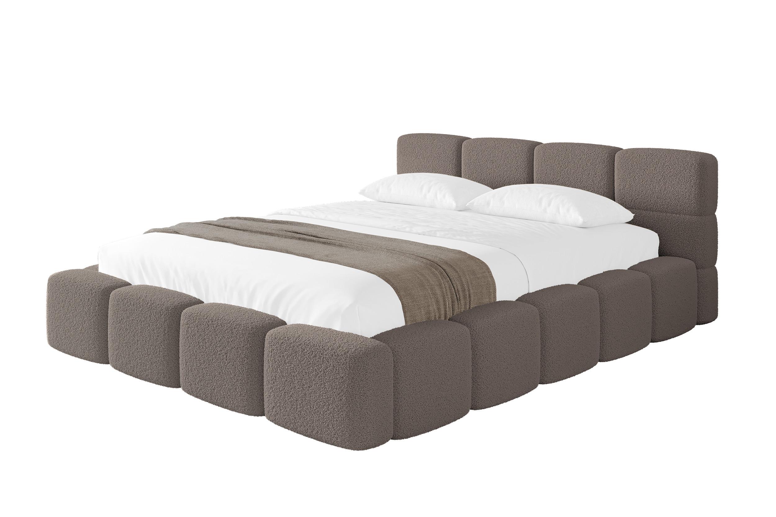 POLSTERBETT mit Bettkasten und Lattenrost, Bett mit Matratze H3/H4, Kopfteil, Boxbett, Doppelbett mit Stauraum - NATA-v1 160x200 Braun - Braun, Holzwerkstoff/Textil (160/200cm) - ALTDECOR