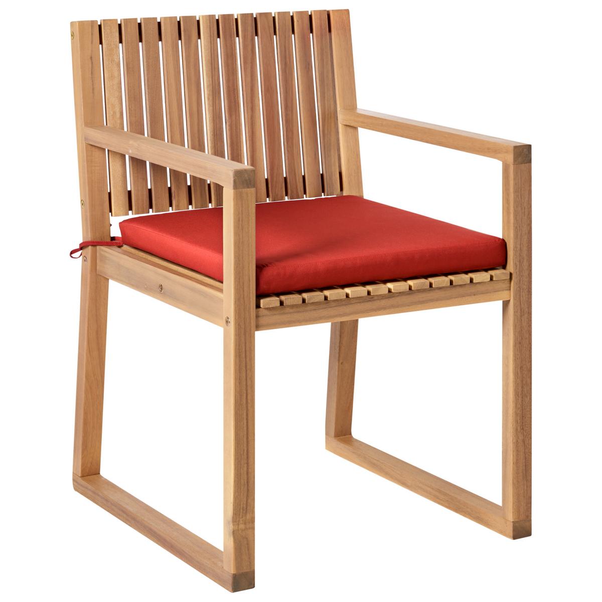 GARTENSTUHL 2er-Set Hellbraun/Red Sassari Premium - Hellbraun/Rot, Holz (54/80/59cm) - Beliani
