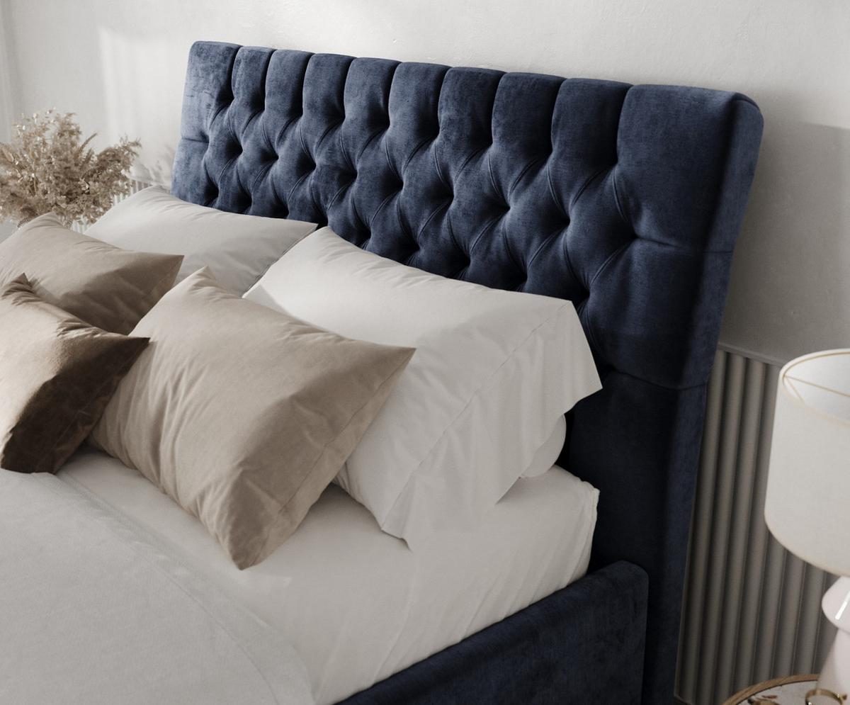 POLSTERBETT Lira 160/200 cm Marineblau im Lotta Stoff - Naturfarben/Dunkelblau, Holz/Holzwerkstoff (160/200cm) - AltaBeds