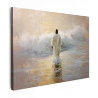 LEINWANDBILD Gemälde - Welle - Jesus - Abstrakt Wandbilder 80x60 cm - Goldfarben, Textil (80/60cm) - MuchoWow