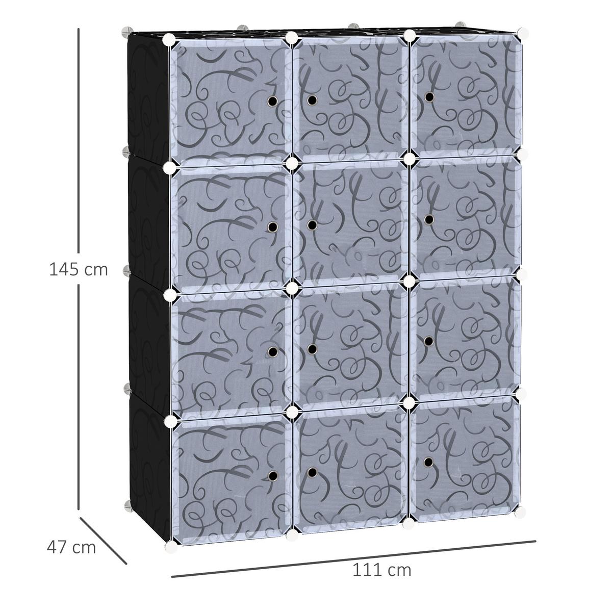 KLEIDERSCHRANK, Schwarz + Weiß - Schwarz, Kunststoff (47/145/111cm) - HOMCOM