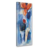 WANDBILD bunte blumen gemalt - Blau, Textil (30/90cm) - Feeby
