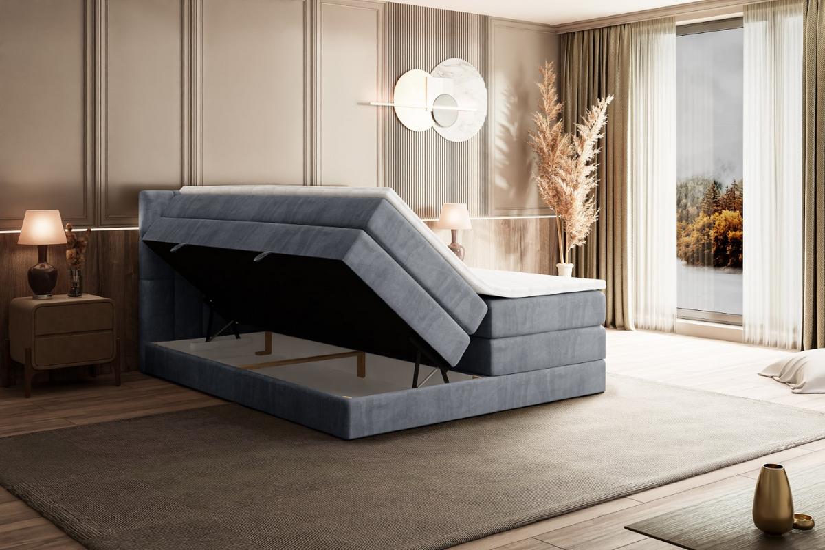 BOXSPRINGBETT MIAMI KING - 140x200 - H3/H4 - Grau - Grau, Holzwerkstoff (140/200cm) - ALTDECOR