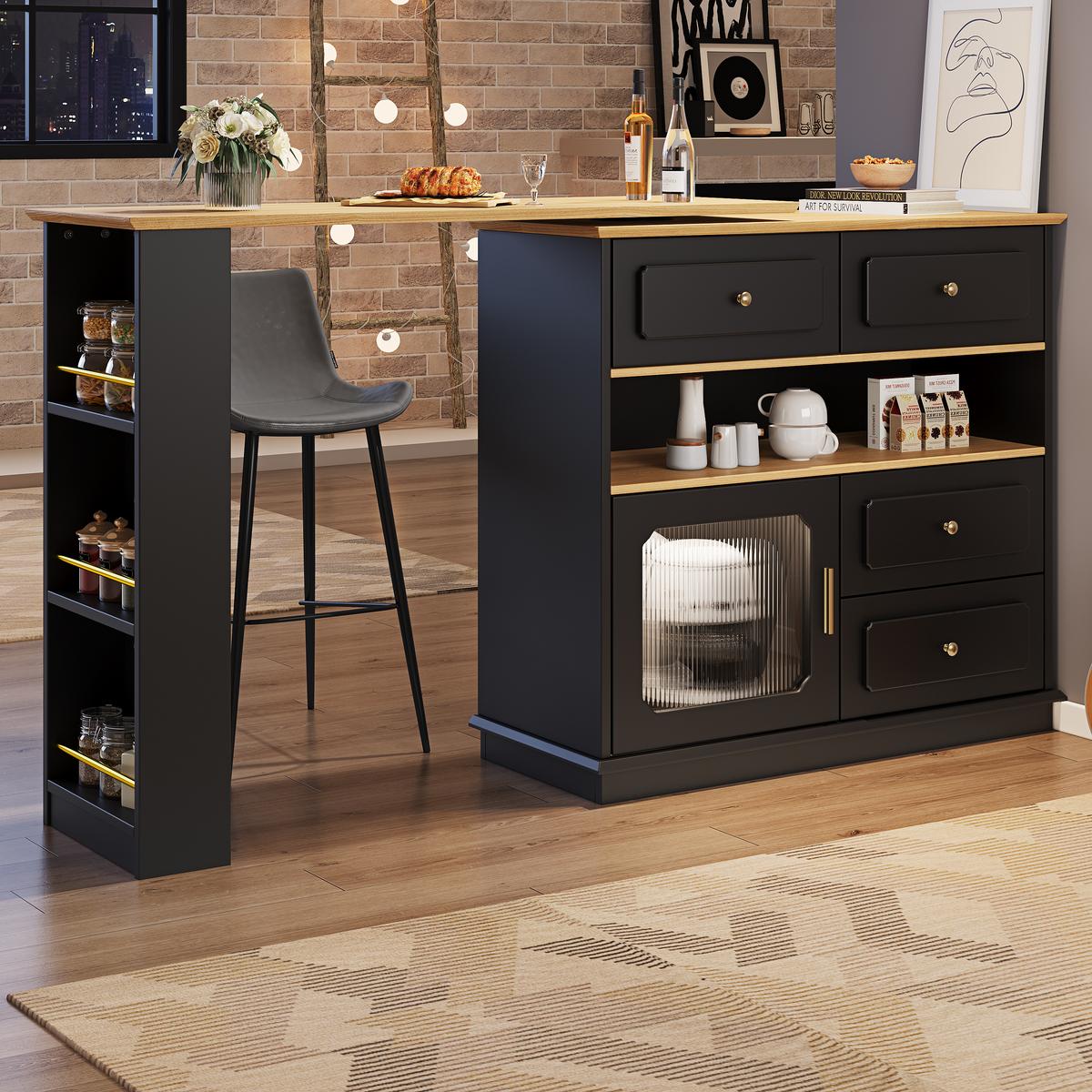 BARTISCH ausziehbarer mit Stauraum Schwarz - Schwarz, Holzwerkstoff/Metall (181/39/105cm) - Urban Meuble