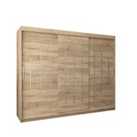 SCHWEBETÜRENSCHRANK 200/250/62 3-türig - Silberfarben/Sonoma Eiche, Holz/Kunststoff (250/200/62cm) - Abiks Möbel