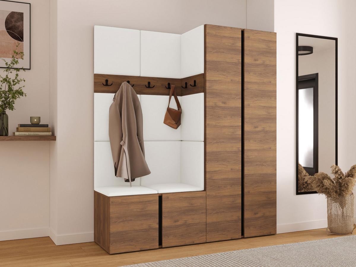GARDEROBEN-SET Orion III - Nussbaumfarben/Weiß, Holzwerkstoff/Kunststoff (158/186/46cm) - MIRJAN24