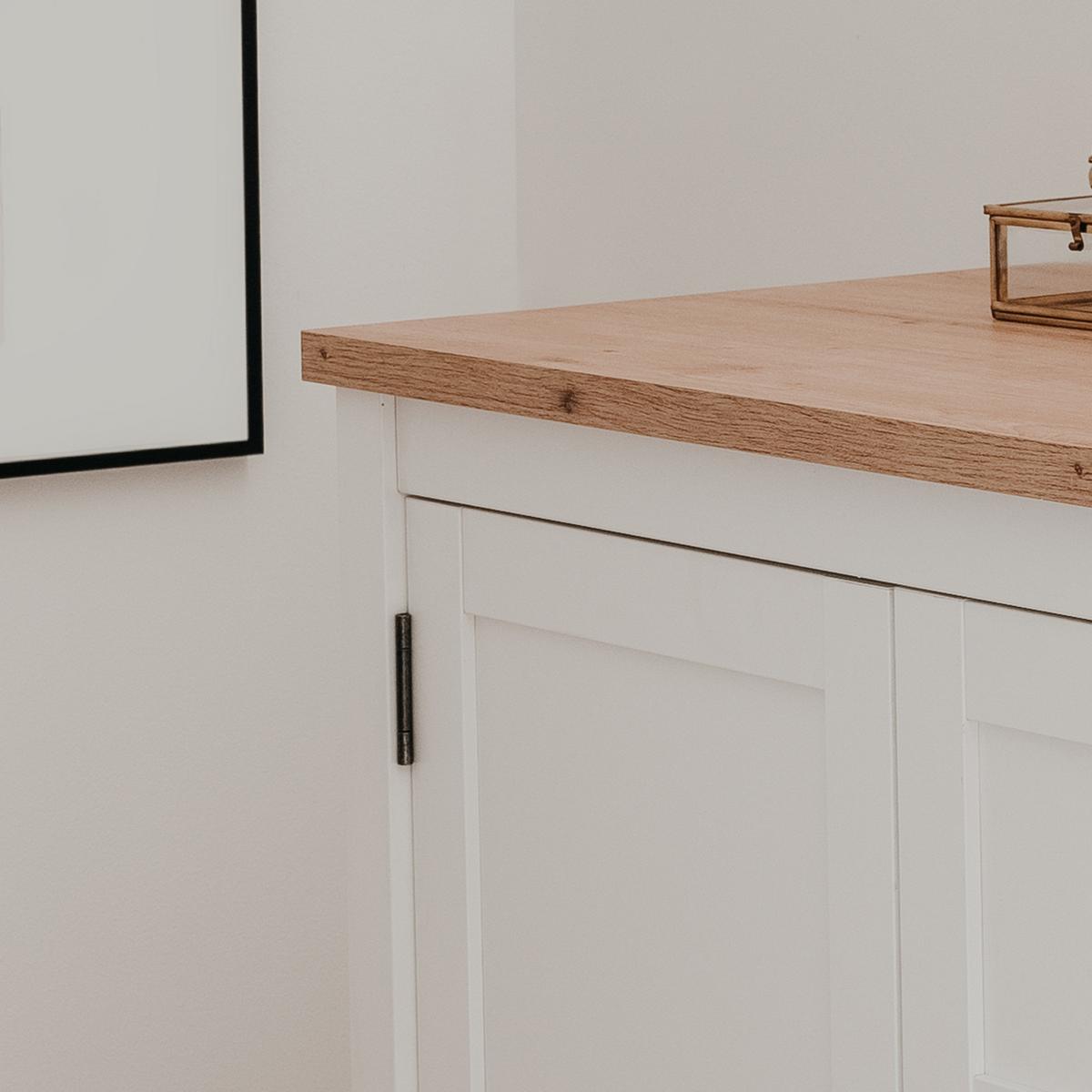 SIDEBOARD weiß, Eiche Artisan Landhaus, 120 x 90 cm, Kommode mit 8 Fächern - Silberfarben/Weiß, Holzwerkstoff/Kunststoff (120/90/40cm) - Furn.Design
