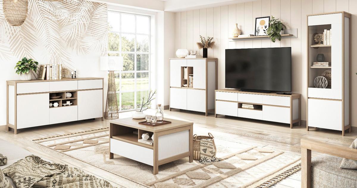 SCHREIBTISCH weiß und Eiche, Laptoptisch skandinavisch 120 cm - Eichefarben/Weiß, Holzwerkstoff (60/120/91cm) - Furn.Design