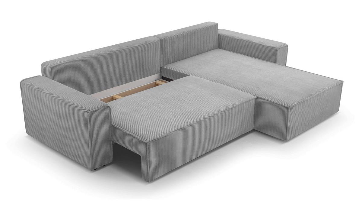 ECKSOFA L Form Cedria Hellgrau 287/145/85 cm mit Schlaffunktion - Hellgrau/Schwarz, Kunststoff/Textil (287/145cm) - AX Living