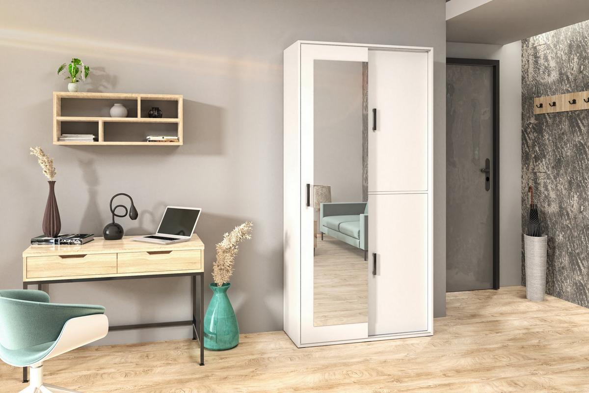 GARDEROBENSCHRANK BENVENO 100/21040 Modern Garderobenschrank Weiß - Weiß, Holzwerkstoff (100/210/40cm) - MASSENO