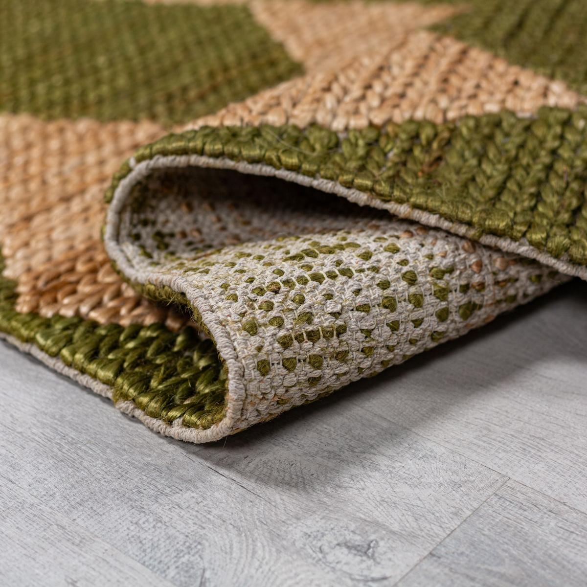JUTETEPPICH BAIN, mit Rautenmuster, Olivegrün, 80 x 230 cm - Grün, Textil (230/80cm) - KADIMA DESIGN