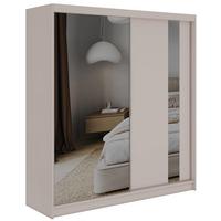 SCHWEBETÜRENSCHRANK mit Schubladen 200 - GRECJA - Kaschmir mit Spiegel - Kaschmir/Alufarben, Holzwerkstoff/Metall (200/216/61cm) - MKS
