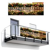BALKON-SICHTSCHUTZ Blumen - Zaun - Stadtbild - Sommer Balkon Deko 300x110 cm - Pink, Kunststoff (300/110cm) - MuchoWow
