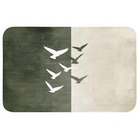 BADEMATTE Japandi - Vogel - Grün 80x50 cm - Olivgrün, Textil (80/50cm) - OnlyWow