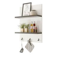 KÜCHENREGAL weiß Pinie, anthrazit Landhaus 60 cm, Gewürzregal mit Haken und Ablagen - Anthrazit/Weiß, Holzwerkstoff/Metall (60/85/22cm) - Furn.Design