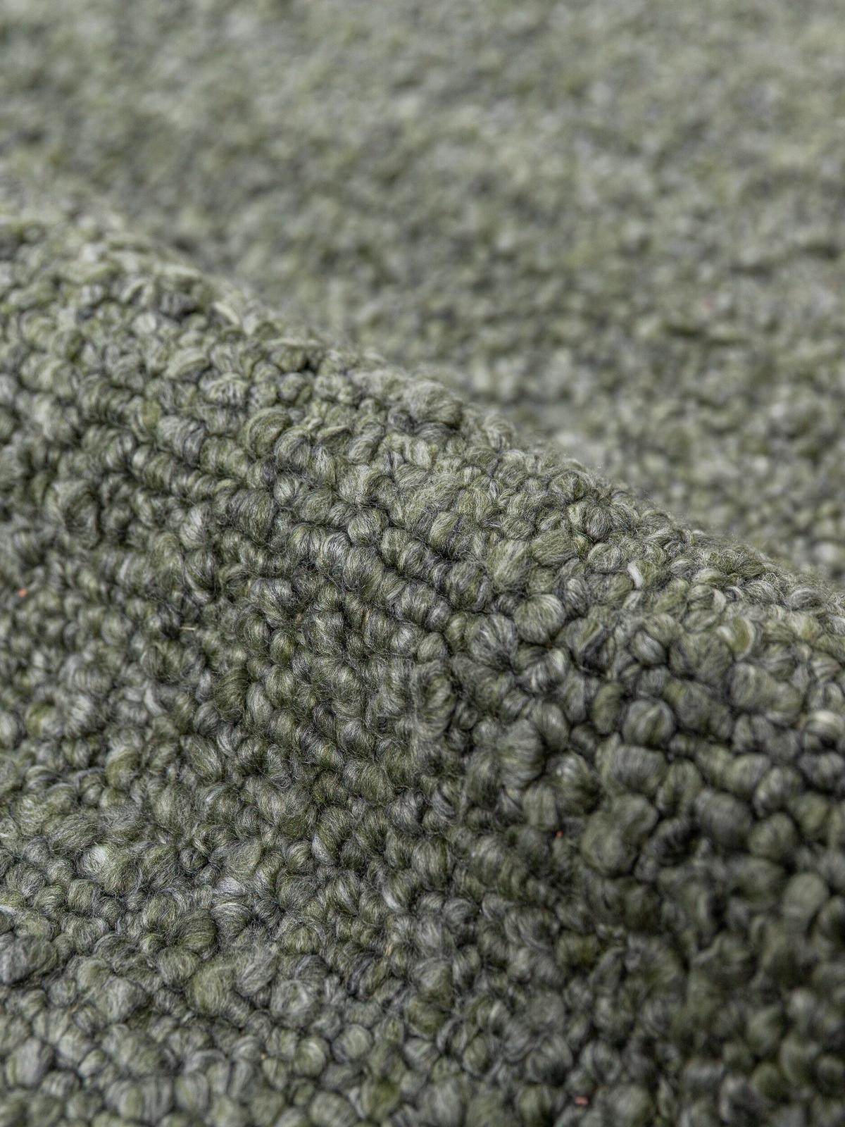 KURZFLORTEPPICH handgewebt GLAVEN, Bouclé-Struktur, Grün-Grau, 120 x 170 cm - Grün, Textil (120/170cm) - KADIMA DESIGN