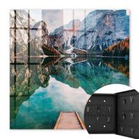 SCHLÜSSELBOX Schwarz 30x30 cm- Türöffnung nach rechts - Berglandschaft - Grün, Metall (30/30/5cm) - TULUP