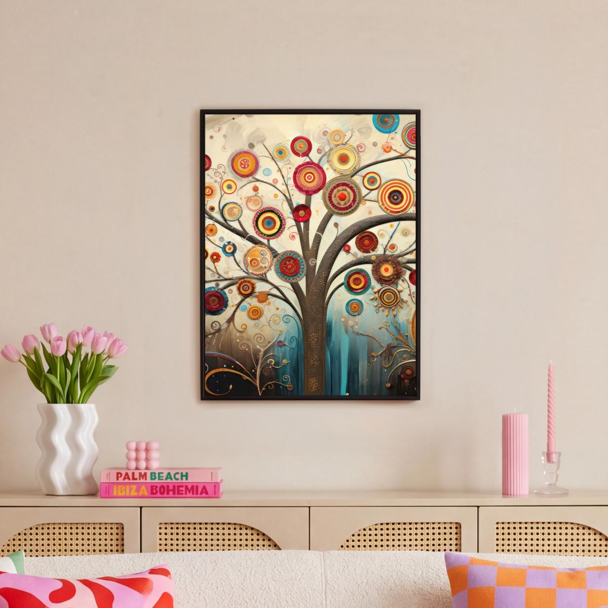 LEINWAND Bilder mit Rahmen - Baum - Baum des Lebens - Farbe - 50x70 - Braun, Textil (50/70cm) - MuchoWow