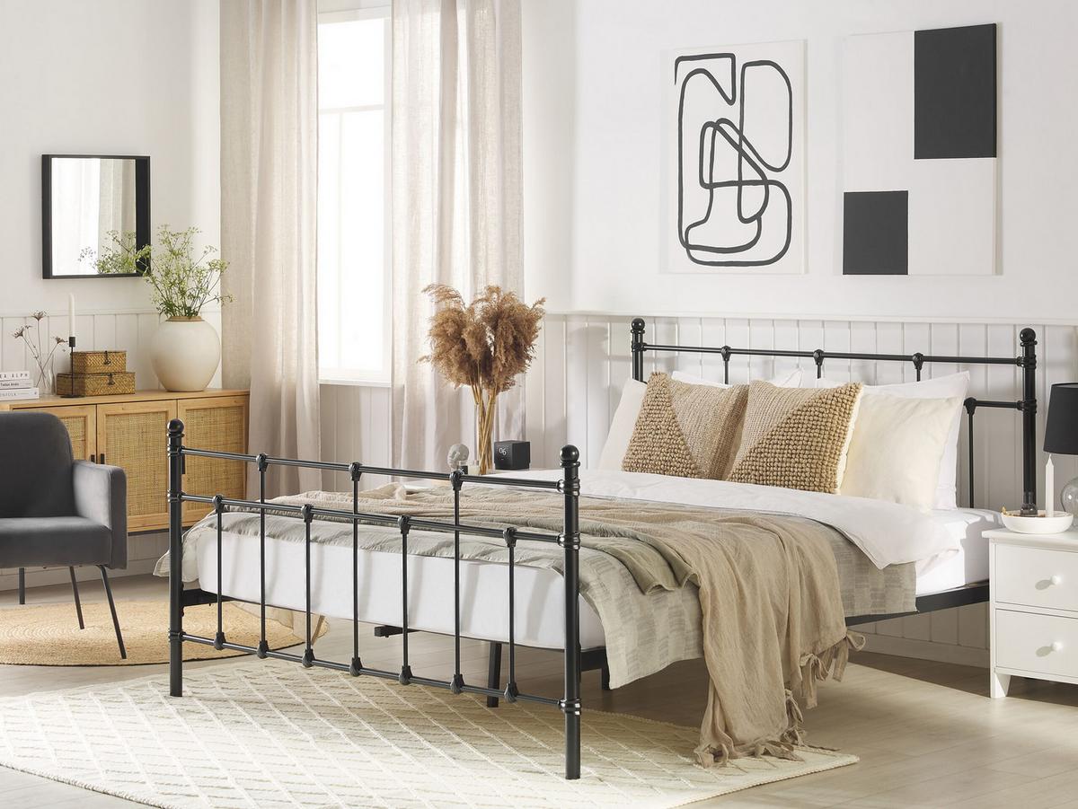 METALLBETT 160/200cm Schwarz Lynx - Schwarz, Metall (160/200cm) - Beliani
