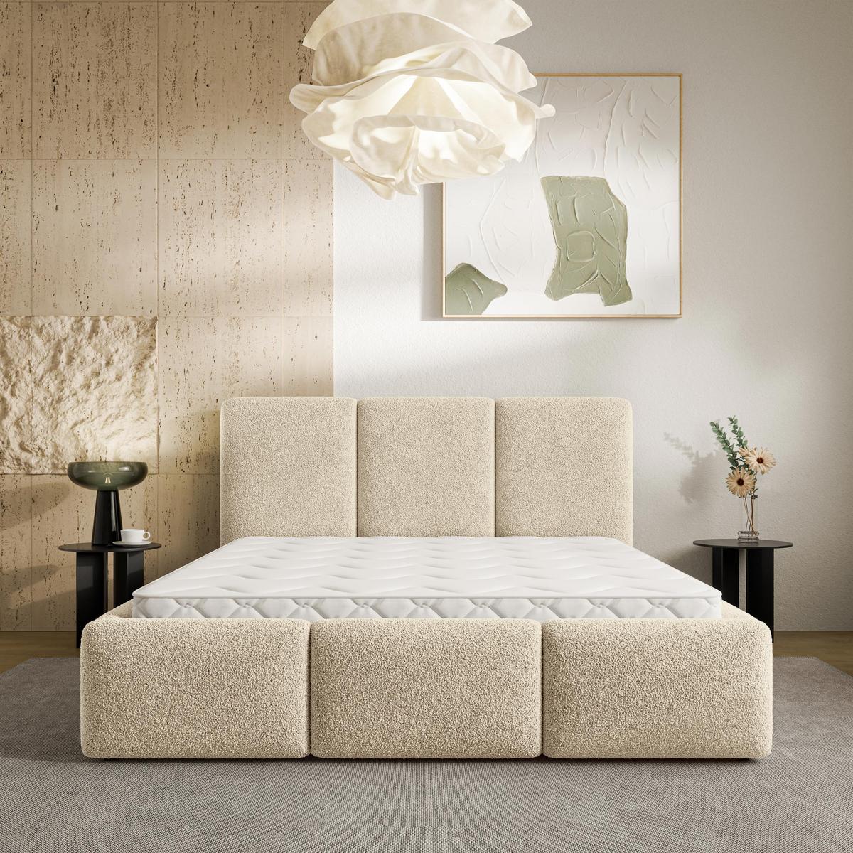 POLSTERBETT ARSIL 140x200 cm mit Bettkästen - Creme - Creme, Holz/Textil (140/200cm) - MASSENO