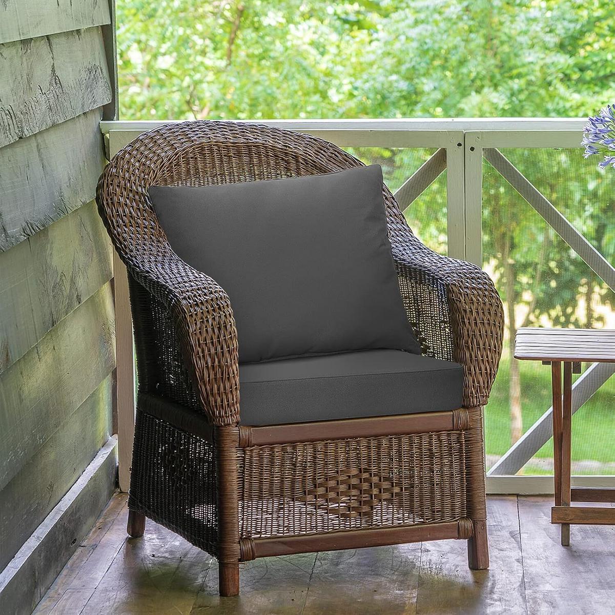 GARTENMOBELSITZKISSEN mit Sitzkissen und Rückenkissen Grau - Grau, Textil (60/55/60cm) - COSTWAY
