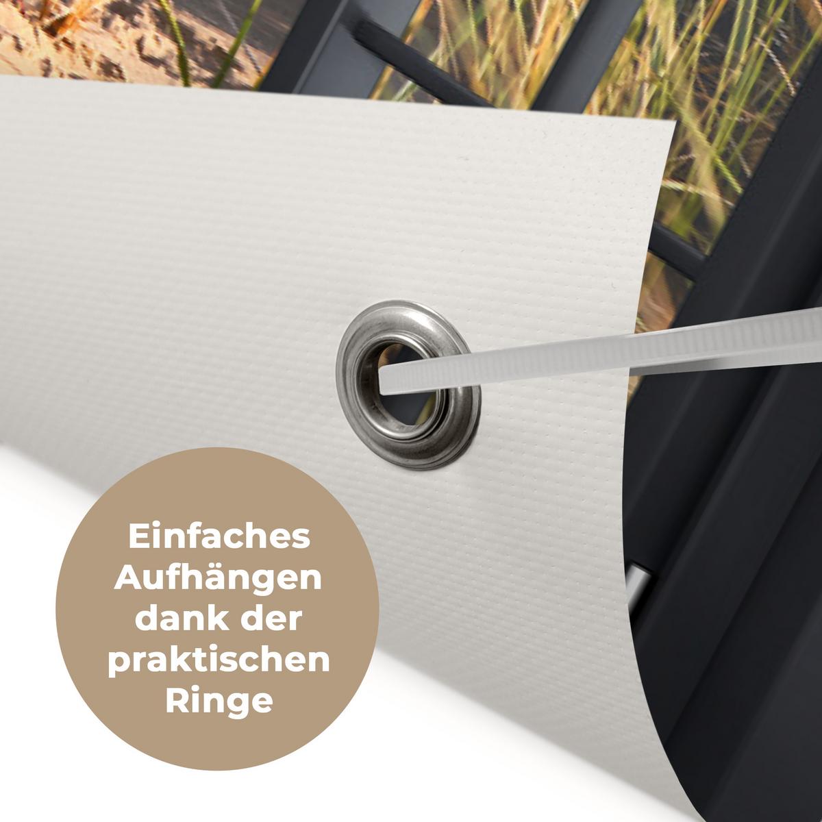 GARTENPOSTER Durchblick - Strand - Meer - Sand - Wasser - Strandhafer - Dünen Gartendeko 90x60 cm - Sandfarben, Kunststoff (90/60/0.2cm) - OnlyWow